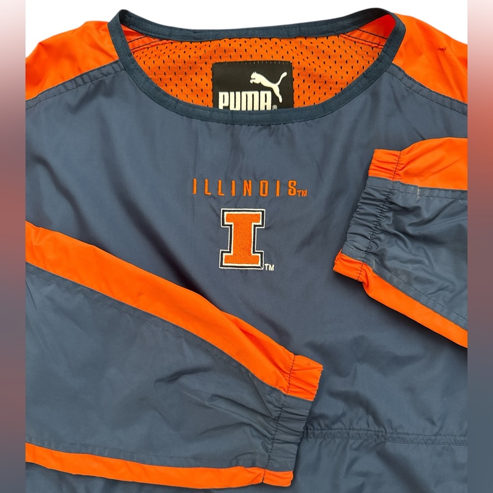 Vintage Illinois Fighting Illini Puma Men’s‎ Pull Over Size Medium Blue & Orange